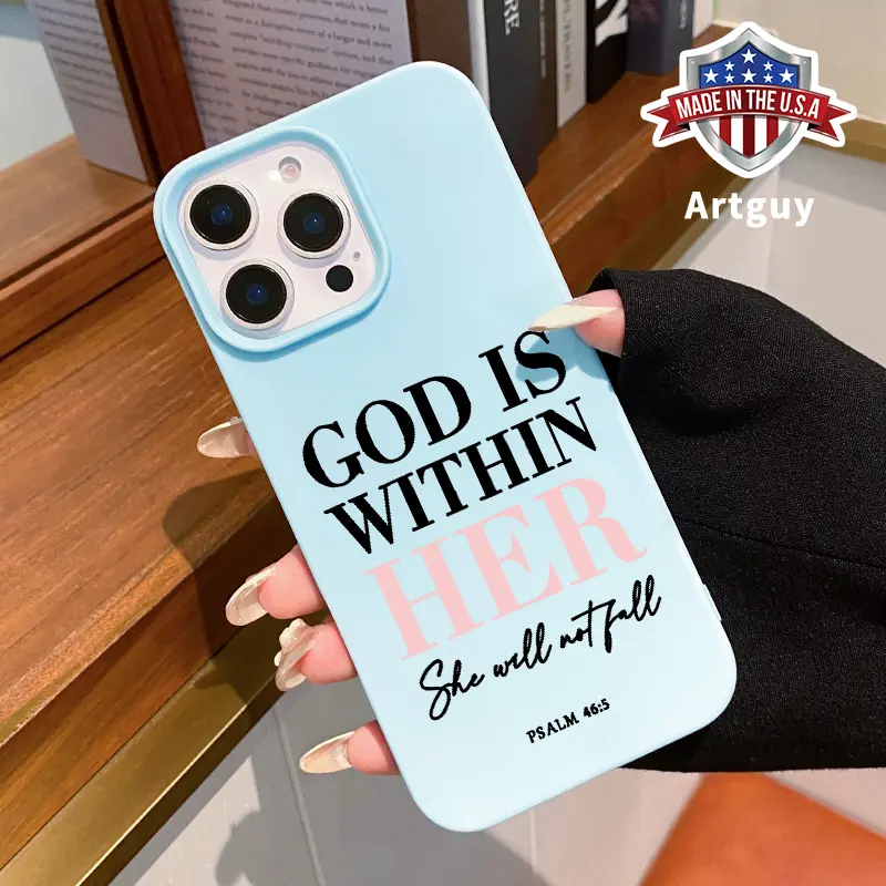 Large Hole Frosted TPU Phone Case for iPhone 15 Plus 16 Pro Max 14 13 12 11 XS XR God is within her Pattern Pocket-Friendly Shockproof Silicone Protective SoftCase