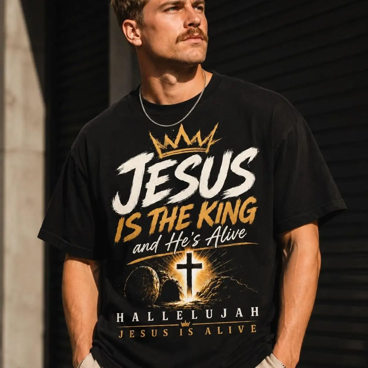 Jesus is the king and He’s alive, Christian graphic tee, Jesus is alive tee, faith streetwear, Christian gift, hallelujah tee, Easter shirt T