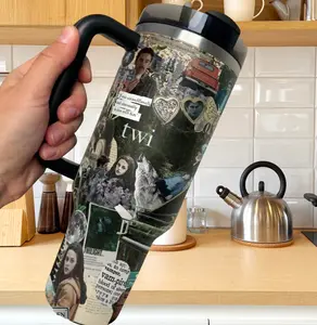 T.w.ilight Inspired 40oz Tumbler With Handle And Straw, Edward Bella Forever Travel Mug, Romantic Vampire Movie Fan Gift Cup