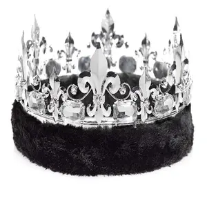 Andersons Silver Fleur-de-Lis Crown with Black Faux Fur, Prom King, Homecoming Queen, Wedding, Quinceañera, Sweet 16, Pageant, Mardi Gras, Medieval Festival, Halloween Costume, Theater, Parade Décor