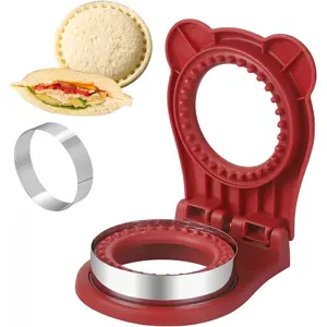 Uncrustable Sandwich Maker,Sandwiches Pocket Circle Shape 3.7Inch Sandwich Cutter and Sealer,Sandwich Cutter for Kids Breakfast and lunchboxes (Red)