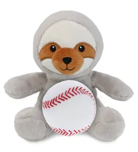 DOLLIBU 6-Inch Soft Huggable Polyester Sloth Stuffed Animal - Fluffy Plush Toddler-Safe Stuffed Toy with Included Baseball Plush, Perfect for Customized Gifts, Fluffy Stuffed Toys, Plush Stuffed Toys