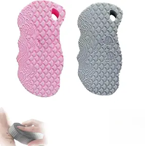 Magic Exfoliating Bath Sponge, Super Soft Exfoliating Bath Sponge，Skin Friendly & Reusable,Remover Dead Skin for All Skin Types,for Men Women (2PCS-Pink+Gray)