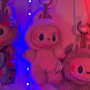 Labubu plush soy milk - Adorable Pink Plushie with Large Eyes and Soft Texture