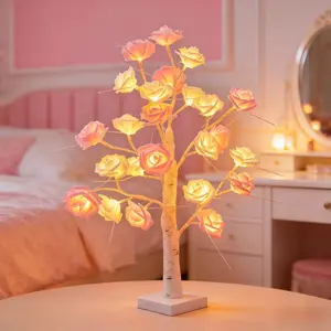 60cm Rose Birch Tree LED Lamp - Dual Power (USB + Battery) Heart-Shaped Ambience Light Led Home Decor | Bedroom/Living Room/Dining Table/Proposal/Wedding/Party Decor | Ideal Gift for Her/Mother's Day/Valentine's/Birthday