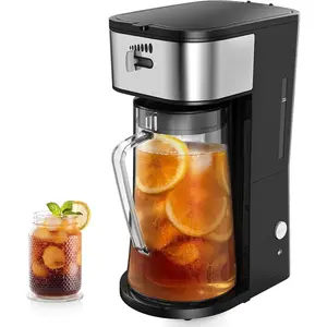 Iced Coffee & Tea Maker with Reusable Filter Basket 3 QT Pitcher, Multi-use Beverage Machine for Iced Tea, Lattes, Lemonade and Flavored Water