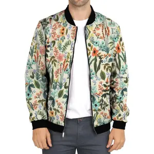 Autumn cardigan zipper jacket loose fashion high sense plant style casual wear top MD3 Menswear Coats Man Floral Long Sleeve