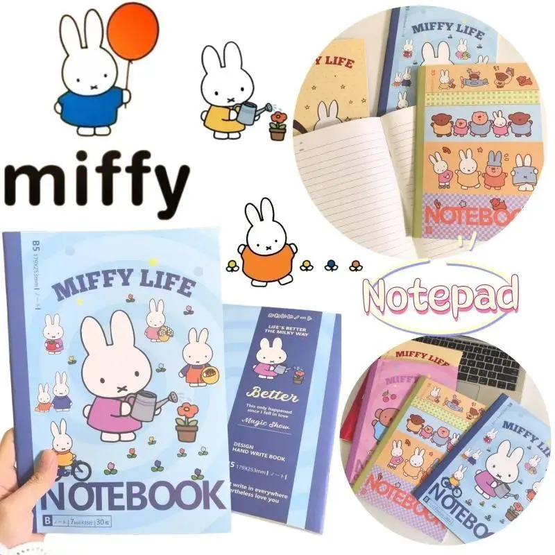 Miffy New Creative Notebook Cartoon  Rabbit Print Doodle High-Value Adorable Girl-Heart Portable Simple Student Lined Notebook