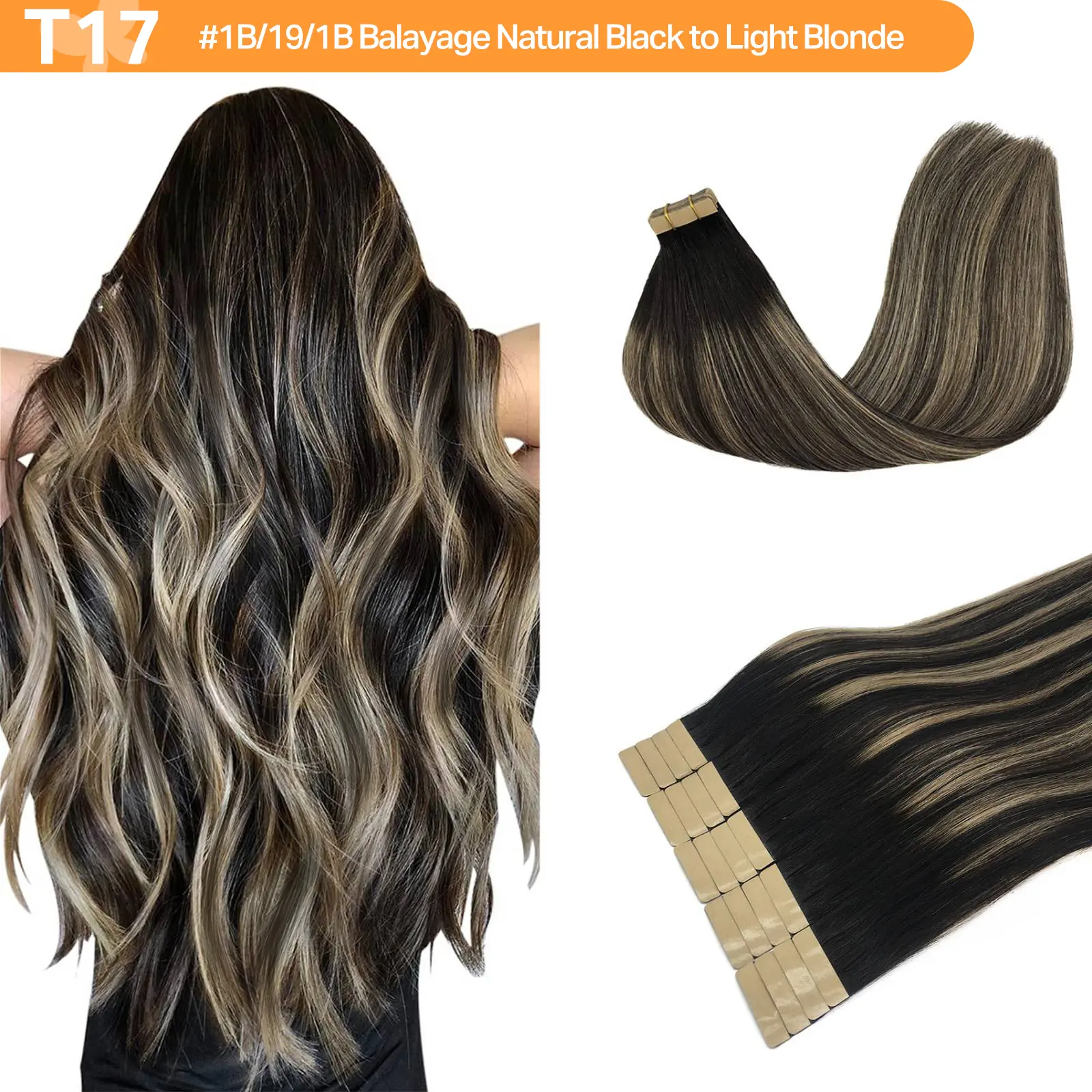 #(T1B/19)P1B Natural Black to Light Blonde