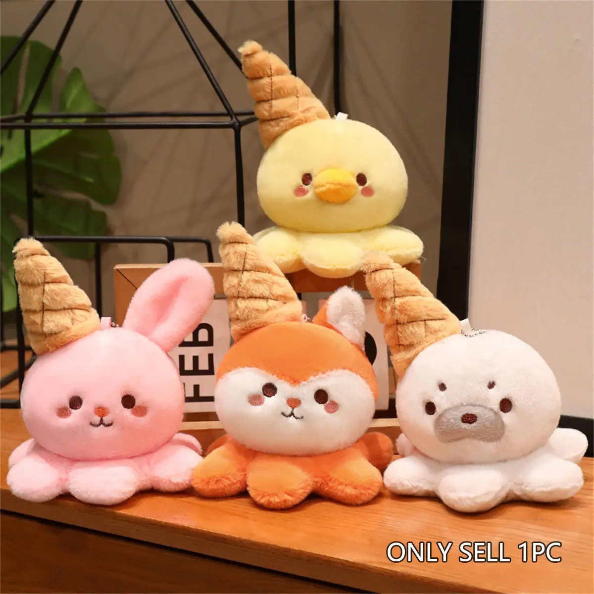 18cm Ice Cream Octopus Plush Toy, Unisex Soft Stuffed Animal, Ideal for Kids' Room Decor, Birthday, New Year, Mother's Day, Graduation, Wedding