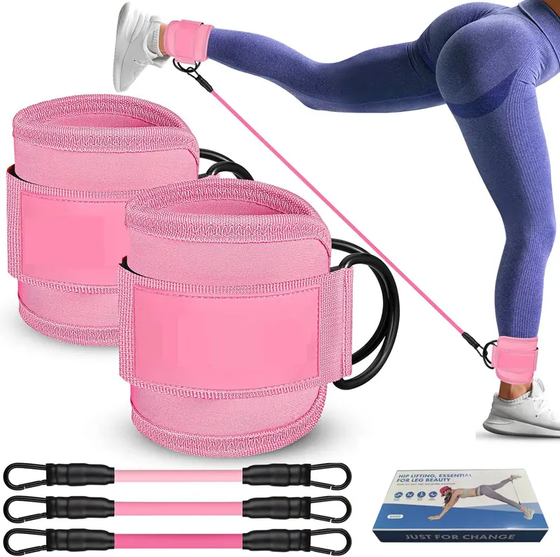 Ankle Resistance Bands, Ankle Bands for Working Out with Cuffs, Resistance Bands for Leg Butt Training Workout Equipment for Kickbacks Hip Gluteus Training Exercises, Ankle Strap with Exercise Bands resistant cable machine attachment Pad Stretching Gear