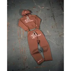 Men’s Y2K streetwear retro patchwork two-piece set: gray sweatshirt with letter embroidery and matching casual sweatpants