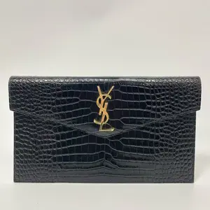 Pre-owned Yves Saint Laurent YSL Cassandre Croc Embossed Envelope Clutch N21699443