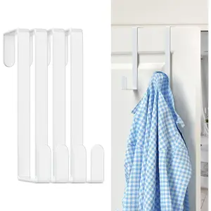 6" Over The Door Hooks(4 PCS) Fit Almost All Doors up to /4", Widen Metal Door Hanger for Hanging Towels, Clothes, Bags on Interior Door of Bathroom/ Closet/Bedroom/Pantry and Front Door