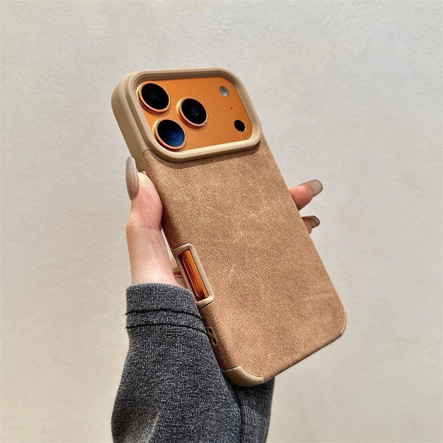 Luxury Suede Leather Phone Case for iPhone 17 16 15 14 13 12 11 X Pro/Pro Max/Plus/Air, Heavy Duty Camera Protection Shockproof Soft TPU Bumper Anti-Scratch Stain Resistant Protective Cover for Men Women Perfect Gift for Her/Him