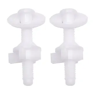 2 count Universal Plastic Toilet Seat Hinge Bolt Screws Replacement Kit with Nuts and Washers, Compatible with Kohler, Bemis,  Standard, TOTO, for Top Mount Toilet Seat Hinges, White