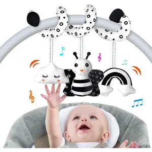 Car Seat Toys, Infant Baby Spiral Activity Hanging Toys Stroller Toys for Car Seat Stroller Bar Crib Bassinet Mobile with BB Squeaker and Rattles (Bee)