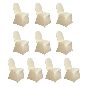 10 Pack Spandex Chair Covers for Banquet Chairs Champagne - Durable Reusable Stretch Slip-On Covers