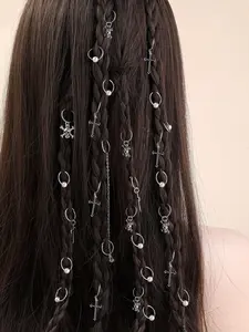 Gothic Style Hair Ring, Faux Pearl Decor Cross Design Hair Accessories for Women & Girls, Trendy All-match & Exquisite Hair Accessories for Daily Hairstyle Decoration