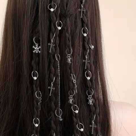 Gothic Style Hair Ring, Faux Pearl Decor Cross Design Hair Accessories for Women & Girls, Trendy All-match & Exquisite Hair Accessories for Daily Hairstyle Decoration, Fashion Hair Accessories