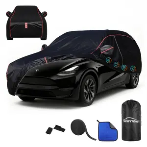 Car Cover for Tesla Model Y 2020-2025,All-Around Fastening 60s Quick-Install, 4 Upgrades for Car Cover Waterproof All Weather