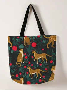 Cheetah Print Casual Bag, Fashionable Shopping Bag, Tote Bag, Storage Bag, Suitable for Travel, Tourism, Business Trips, All Seasons Use