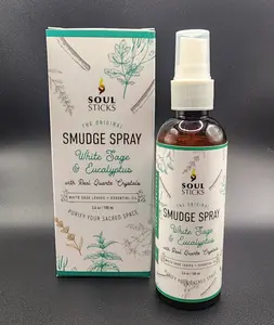 White Sage Smudge Sprays with Quartz Crystals – Energy Cleansing Mist 3.4 oz