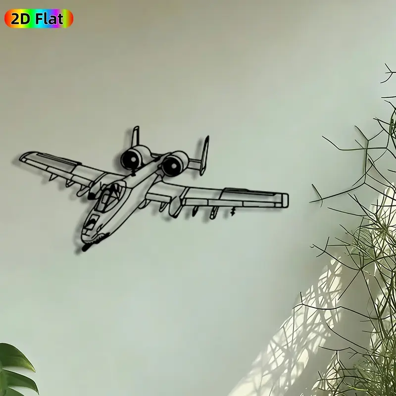 1pc A-10 Thunderbolt II Metal Wall Art, Artwork, Warplane Silhouette Statue Mural, Decoration, Craftsmanship, Artistic Metalwork, Perfect for Veterans Day, Fathers Day, Man Cave Garage Office Decor, Ideal Gift for Military Aviation Enthusiasts.