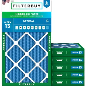 Filterbuy 16x36x2 Air Filter (6-Pack), Pleated MERV 13 Optimal Defense HVAC AC Furnace Air Filters (Actual Size: 15.50 x 35.50 x 1.75 Inches)