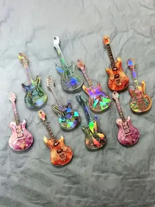 Random color 10 pieces - Set of acrylic mini guitar pendant - Colorful rock style dazzling pendant, suitable for necklaces, bracelets, keychains - Perfect gift for music lovers, teachers, graduates, carnival enthusiasts, guitar accessory