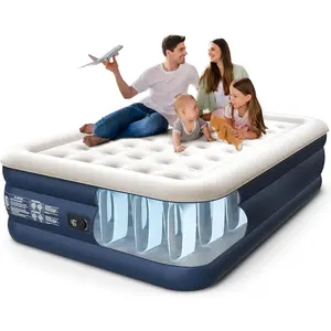 Queen Air Mattress with Built in Pump, 18" Elevated Height, 48Hr Leak-Tested, Honeycomb Coil Support, 800 lbs Capacity, Fast 3-Min Inflation Blow Up Mattress for Guest Room & Sleepover