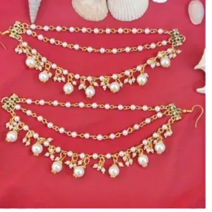 Gold-tone earchain two Sarara with moti