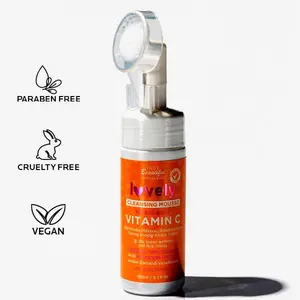 Face Beautiful Brazilian Vitamin C Cleansing Mousse - Gentle Foaming Facial Cleanser for All Skin Types, Hydrating Formula that Removes Impurities and Makeup, 150 ml / 5.1 fl oz  Gentle Foam Facial Cleanser