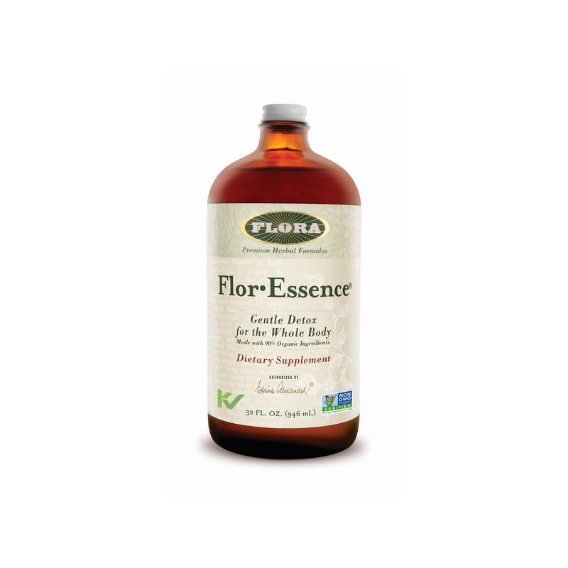Flora Health Flor Essence Organic Herbal Tea Liquid Drink Beverage - Gentle Detox Cleanse, Gentle Cleanse for Happy Digestion with Burdock Root, Slippery Elm, Kelp, Thistle, Natural Premium Ingredients, Drinks, Vitamin