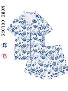 Bob’s Burgers Cute Happy Burger Collared Short Sleeve Pajama Set, Suitable for Sleep Party Wearable Comfortable Pajamas, Pajama Gift