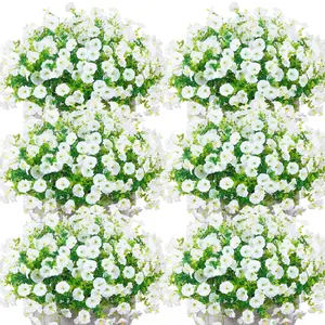 Artificial Purple Morning Glory Flowers (16 stems/set) - Outdoor artificial flowers, suitable for indoor and outdoor decoration, gardens, porches, farmhouses, patios, hanging decorations, summer and autumn decorations, wedding season, and other occasions.