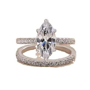 Wedding Band for Women Cubic Zirconia Marquise Wedding Promise Rings for Her