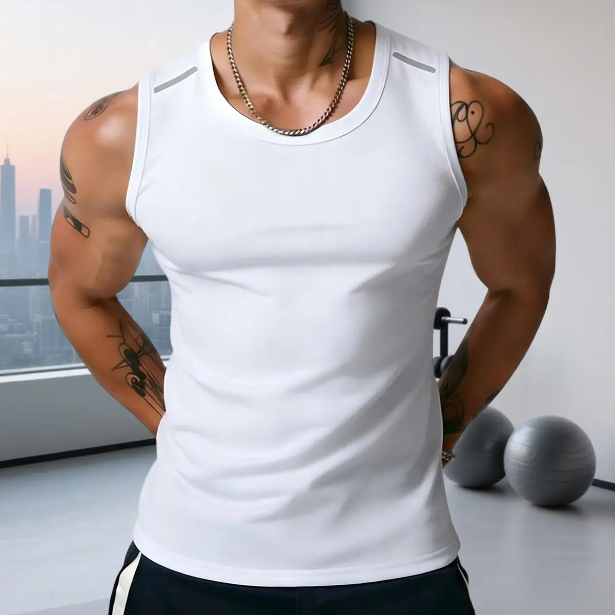 Men’s Fitted Sports Vest Set - Lightweight, Breathable, Quick-Drying, Stretchy Sleeveless Gym Tops, Gymwear, Ideal for Beach, Fitness Activities,summerwins