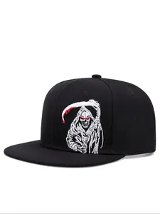 Gothic Grim Reaper Embroidered Baseball Cap, Street Style Hip Hop Skull Decor Trendy Hat, Fashion Clothes Accessories for Men & Women, Graphic Hat