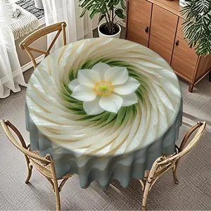 Fresh Floral Print Round Tablecloth, 120g/m² Polyester, Furniture Protector, Party Decor, Hotel Restaurant Home Use
