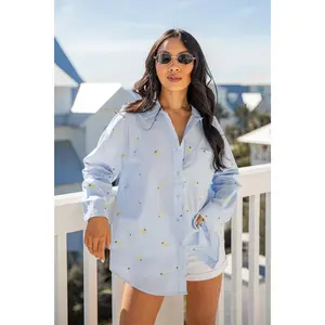 Lemon Drop Embroidered Light Blue Button-Down Lemon Drop Embroidered Light Blue Button-Down