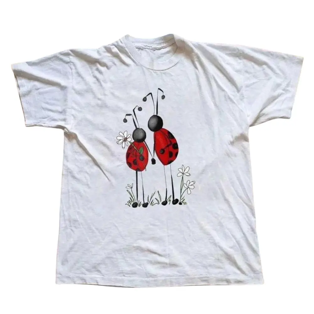 The Ladybug Couple T-Shirt, Cute Ladybug Flower Shirt, Cat Lover Gift, Funny Insect Shirt, Gift for Men, Gift for Women, Crew Neck T-shirt, Trending T-shirt