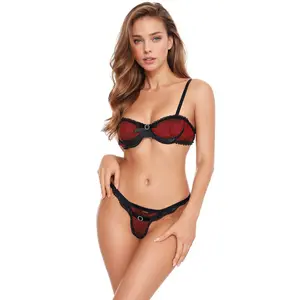 Satin Bra Set with Rhinestones