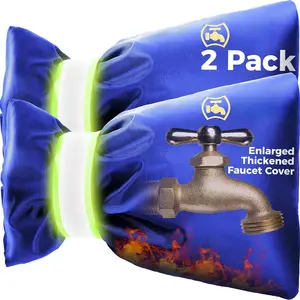 Outdoor Faucet Covers for Winter Freeze Protection, Hose Bib Covers for Winter, Water Spigot Cover Winter Insulated, 2 Pack 6.7" x 9.5" Pipe Insulation Cover Socks Outside Faucet Freeze Protector Blue