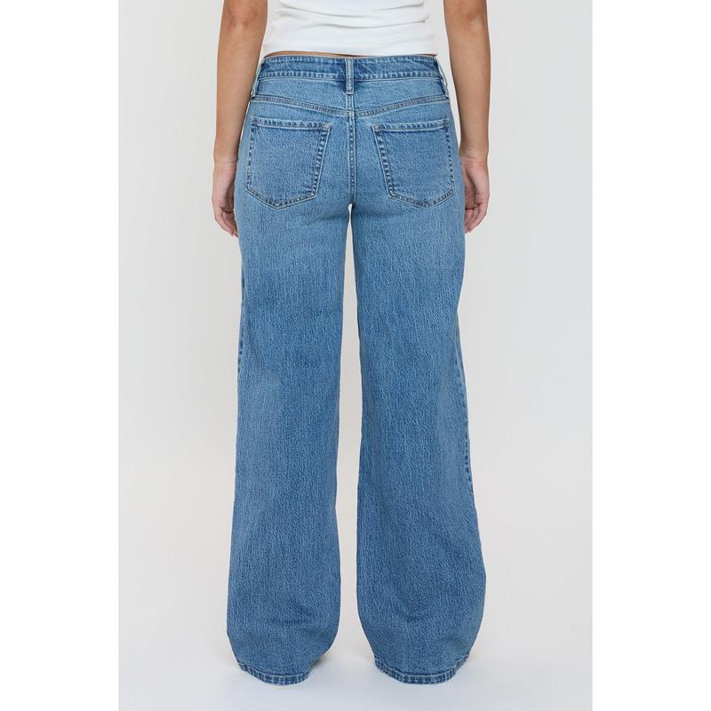 Women's Luxe Bella Relaxed Rise Asymmetrical Wide Leg Jeans