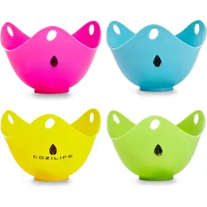 Egg Poacher -   Egg Poaching Cups with Ring Standers, For Microwave or Stovetop Egg Cooking,  Box Packing, , Pack of 4