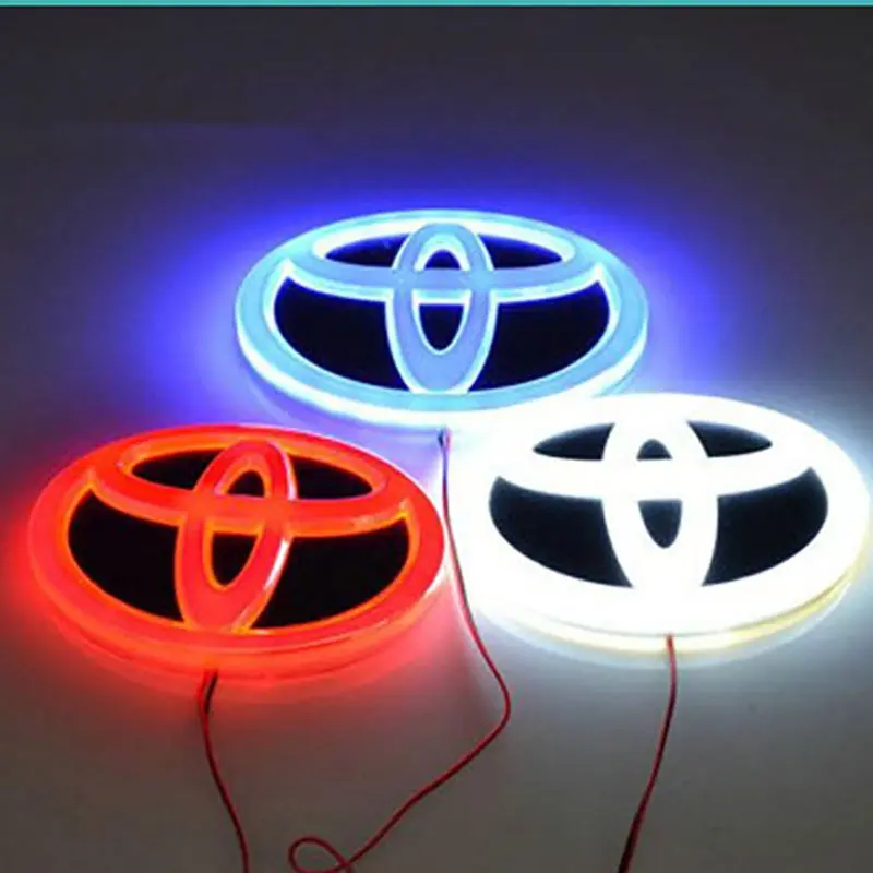 4D LED Illuminated Car Emblem Badge, Direct Fit Replacement Front Grille Lighted Logo For Toyota Vios, Bright Glow Car Front Logo Lamp