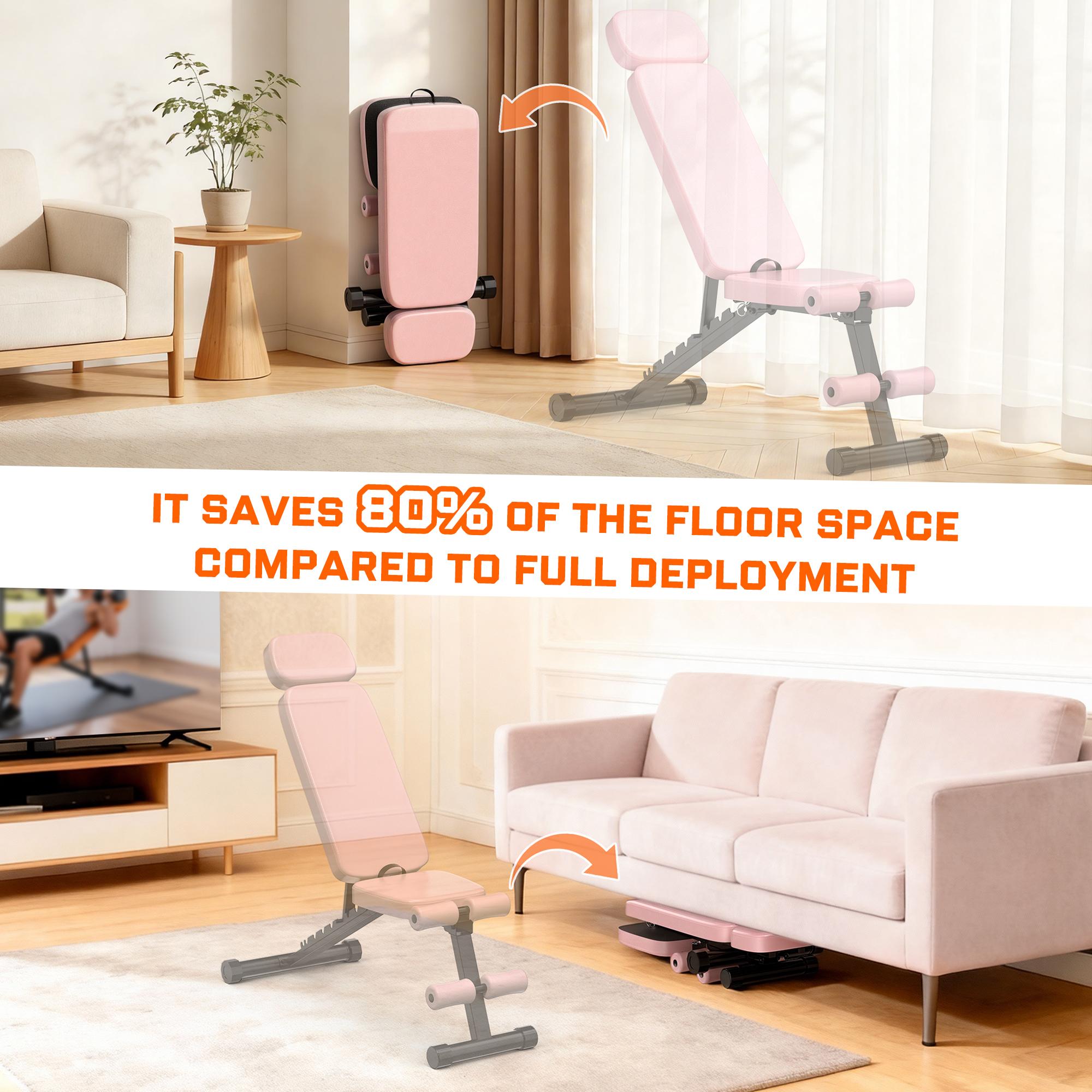 Bearbro 9 Positions Adjustable Weight Bench Foldable Workout Bench Olympic Weight Bench for Home Gym Full Body Strength Training Support up to 800lbs Sturdy Steel Construction with 1.8 Inch Cushions，BlackFriday