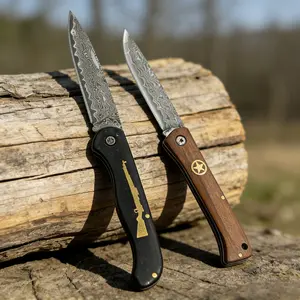 Venture Blades Handmade Damascus Knives with Ebony & Brass | The Perfect Gift for Father, Husband, Friend | For Outdoor Cooking,  Kitchen, Camping & EDC Pocket Knife, Food Prep & Daily Carry Survival Equipment Set Survival Gear
