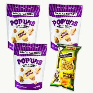 Snack Factory Popums White Cheddar Cheese 9oz (3 Bags) - Elmer's Jalapeno Cheddar Chee Wees Cheese Curls 2oz - 4 Items